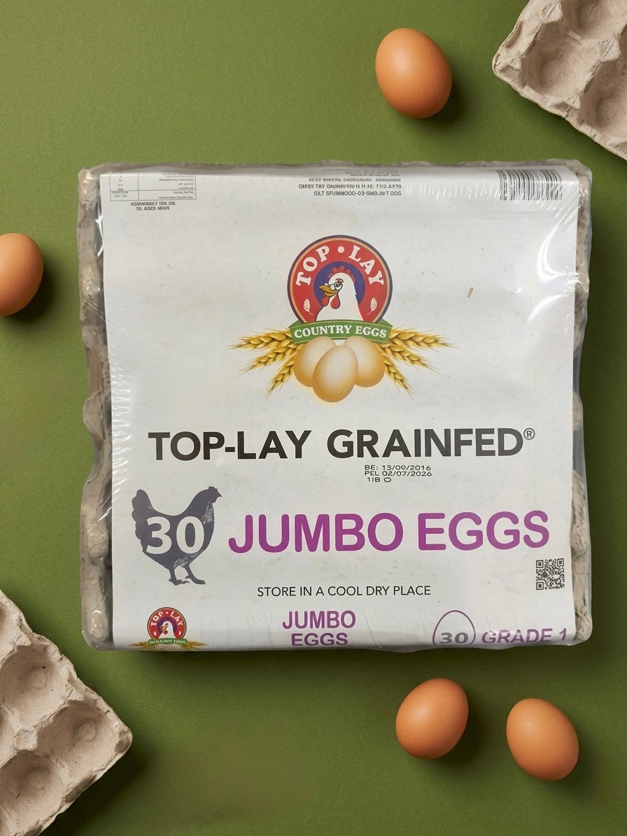 Top-lay grainfed jumbo eggs (30’s)
